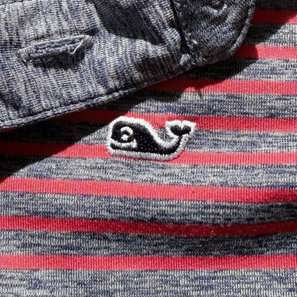 Vineyard Vines Boys 2T Sankaty Performance Polo - Blue & Red Stripe - Picture 3 of 5